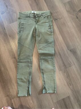 PAIGE Olive Cargo-Style Moto Skinny Jeans